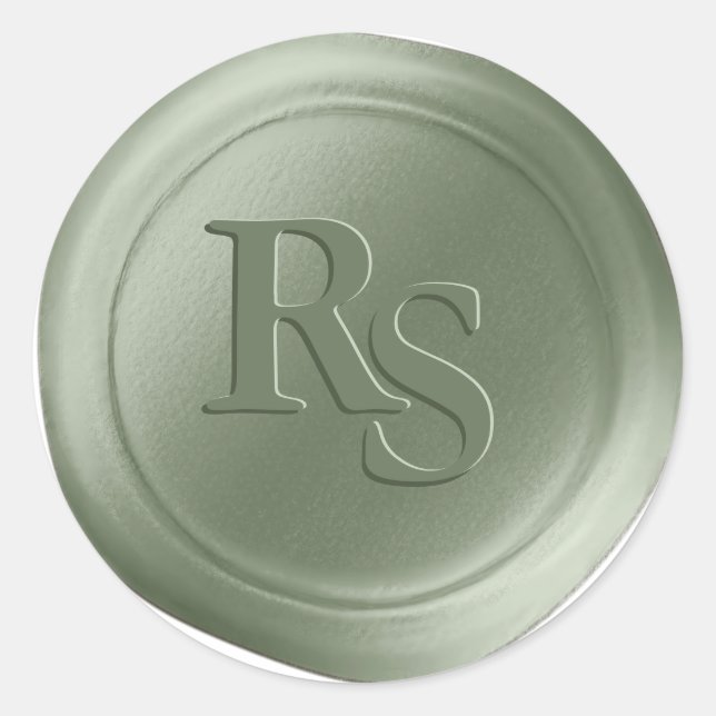 Adesivo Redondo Sage Green Double Monogramas Seals (Frente)