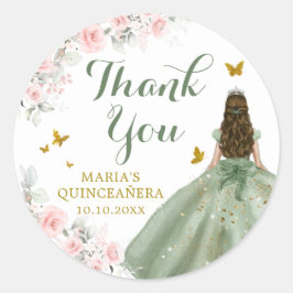 Adesivo Redondo Sage Green Dourada Royale Girl Doce Dezesseis Aniv