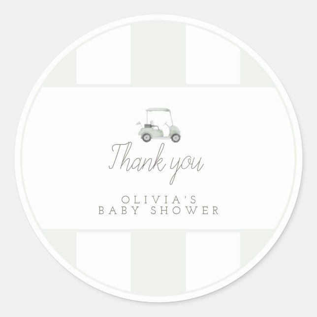 Adesivo Redondo Sage green golf carrinho de presentes (Frente)