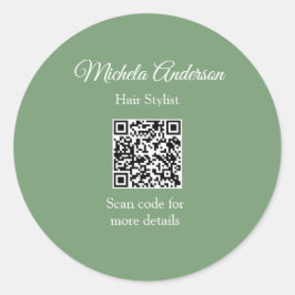 Adesivo Redondo Sage green hair stylist adicionar nome ao site de 