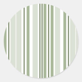 Adesivo Redondo Sage Green (Light, Medium, Dark) and White Stripes