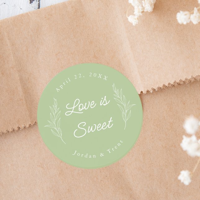 Adesivo Redondo Sage Green Love é Sweet Favor Sticker (Criador carregado)