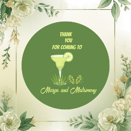 Adesivo Redondo sage green margs e obrigado matrimonial