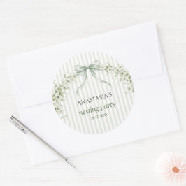 Adesivo Redondo Sage Green Nesting Party Baby Shower