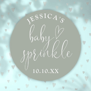 Adesivo Redondo Sage Green Neutral Baby Sprinkle Favor do Chá
