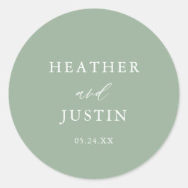 Adesivo Redondo Sage Green Rustic Elegant Wedding Envelope Seals