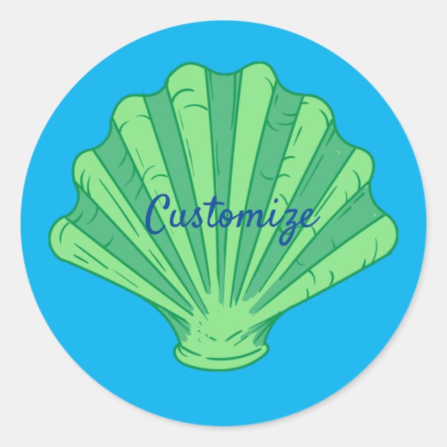 Adesivo Redondo Sage Green Scallop Shell Thunder_Cove (Frente)