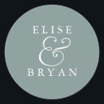 Adesivo Redondo Sage Green - Simples Casamento Elegante Moderno<br><div class="desc">Coleção de Coleção Clássica Clássica Clássica de Casamento Simples e Elegante Verde em Niche e Nest.</div>