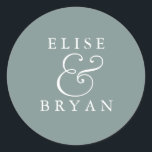 Adesivo Redondo Sage Green - Simples Casamento Elegante Moderno<br><div class="desc">Coleção de Coleção Clássica Clássica Clássica de Casamento Simples e Elegante Verde em Niche e Nest.</div>