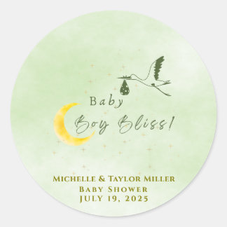 Adesivo Redondo Sage Green Starlit Baby Boy Bliss Special Delivery