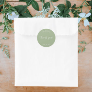 Adesivo Redondo Sage Green Stylized Wedding Obrigado