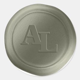 Adesivo Redondo Sage Green Wax Seal Monogramas Stickers