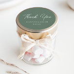 Adesivo Redondo Sage Green Wedding Obrigado Favor Sticker<br><div class="desc">Mostre aos seus hóspedes o seu estilo moderno com estes adesivos bonitos e elegantes. Perfeito para qualquer estação, esses adesivos apresentam uma bela letra de roteiro e uma cor de sábio eterno que combinará com qualquer casamento sobre o tema do verão ou do outono. Perfeito para emparelhar com um favor...</div>