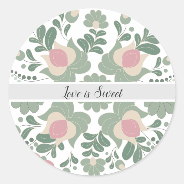 Adesivo Redondo Sage Green Wildflower Wedding Favor Sticker (Frente)