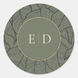Adesivo Redondo Sage Monograma Elegante Moderno Floral