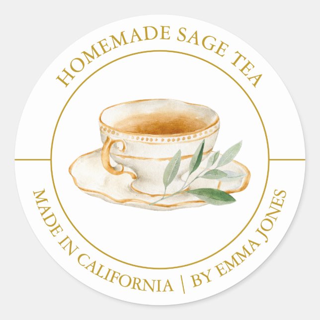 Adesivo Redondo Sage Tea Modern label (Frente)