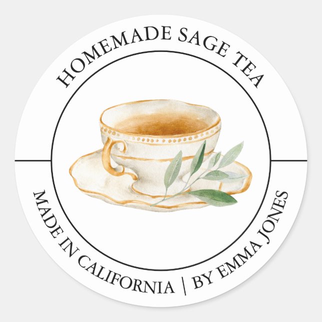 Adesivo Redondo Sage Tea Modern label (Frente)