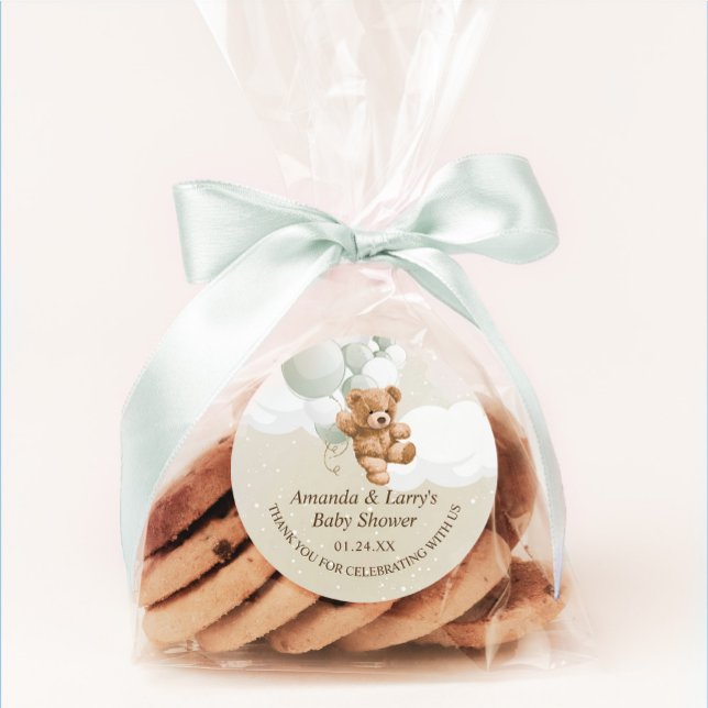 Adesivo Redondo Sage Teddy Bear com Balões (Criador carregado)