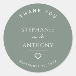 Adesivo Redondo Sage Verde Minimalista com Casamento Moderno do Co