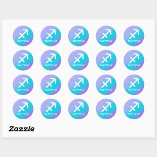 Adesivo Redondo Sagitário Símbolo Zodiac Star Astrologia Azul Roxo