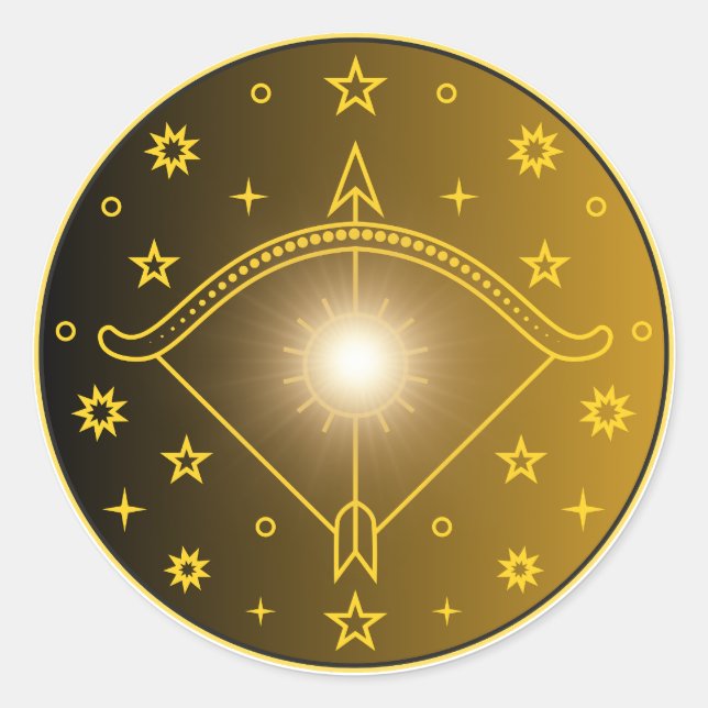 Adesivo Redondo Sagittarius Zodiac Emblem Minimal Celestial Symbol (Frente)