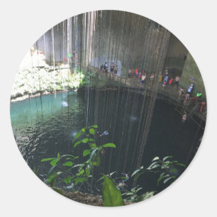 Adesivo Redondo Sagrado Blue Cenote, Ik Kil, México Stickers