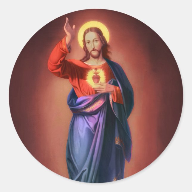 Adesivo Redondo Sagrado Coração de Jesus Cristo (Frente)