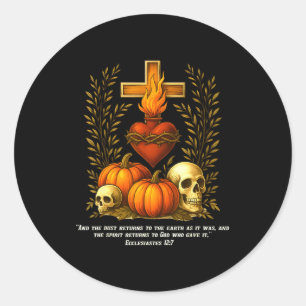 Adesivo Redondo Sagrado Coração Halloween Jesus Caveiras Abóboras