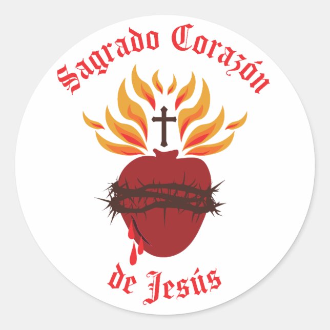 Adesivo Redondo Sagrado Corazón de Jesús/Coração Sagrado de Jesus (Frente)