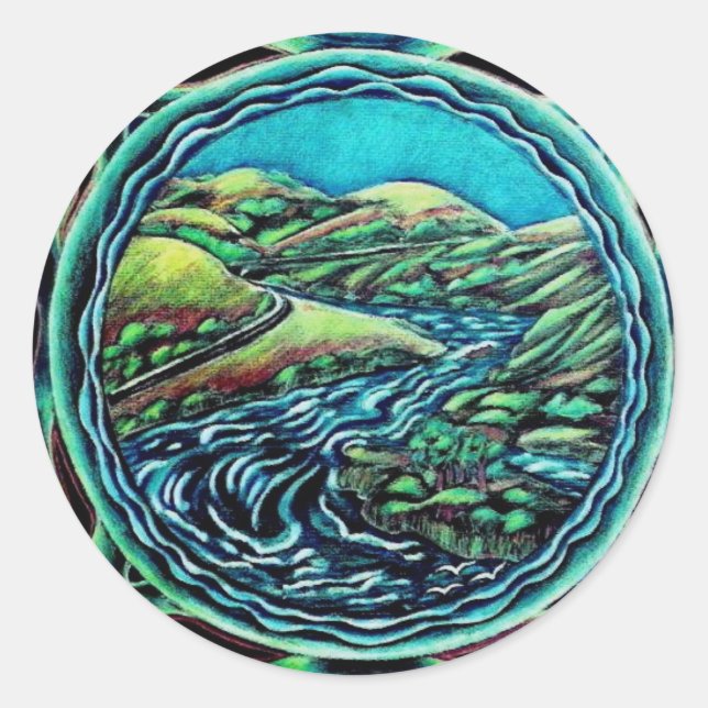 Adesivo Redondo Sagrado River Mandala Sticker (Frente)