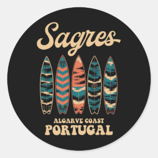 Adesivo Redondo Sagres Costa Algarve Portugal Prancha de Surfe Sur