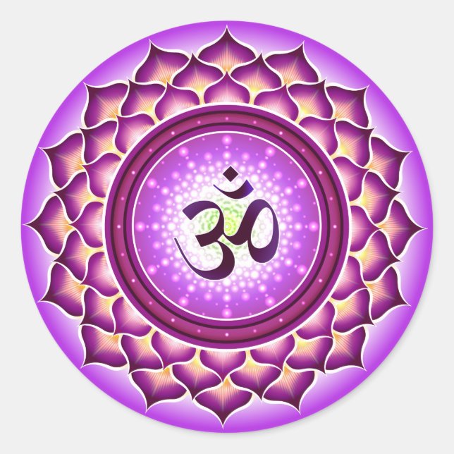 Adesivo Redondo Sahasrara ou coroa Chakra Sticker (Frente)