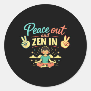 Adesivo Redondo Saia em Paz e Relaxe em Vibrações Zen Arte de Saúd