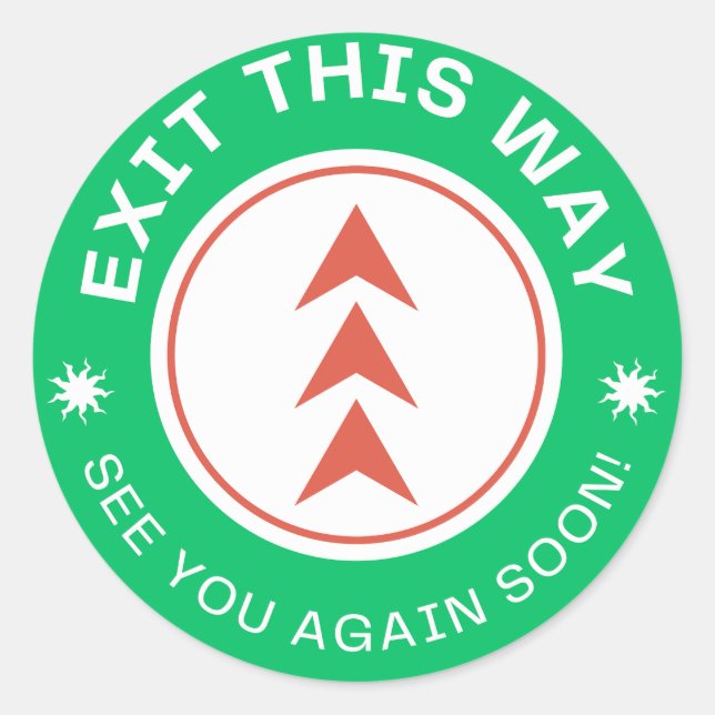 Adesivo Redondo SAIA POR AQUI. Até logo. Verde (Frente)