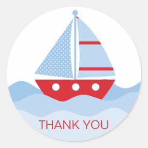Adesivo Redondo Sail Boat Obrigado
