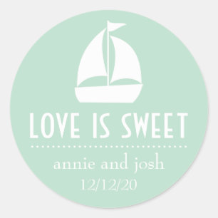 Adesivo Redondo Sailboat Love is Sweet Labels (Sage Green)