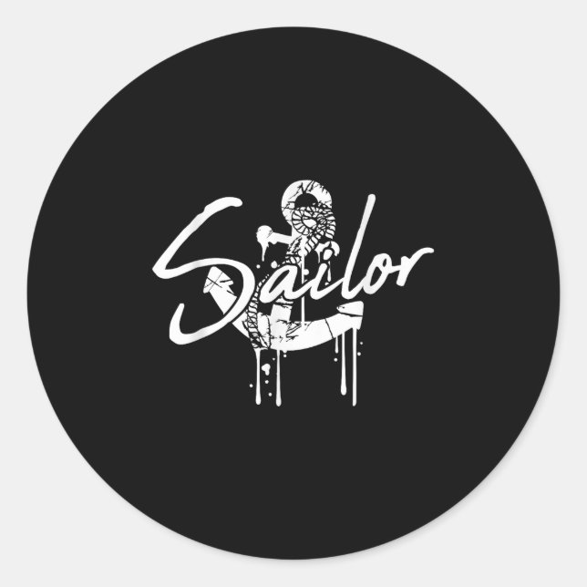 Adesivo Redondo Sailing Logo Symbol Square Sailboat Ship Captain C (Frente)