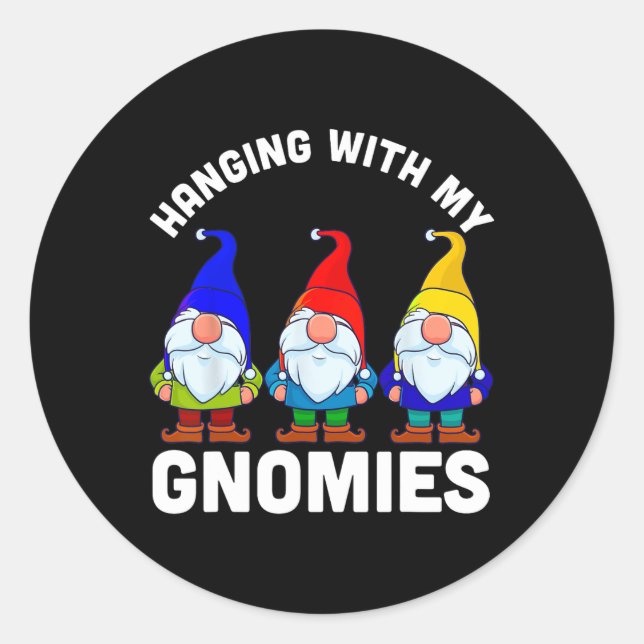 Adesivo Redondo Saindo Com Meus Gnomos (Frente)