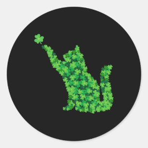 Adesivo Redondo Saint Patrick Day Shamrock Cat Lucky St Patricicks