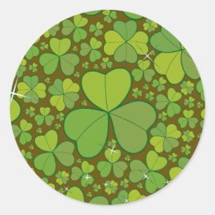 Adesivo Redondo Saint Patrick's Day Lucky Clovers Shamrock irlandê