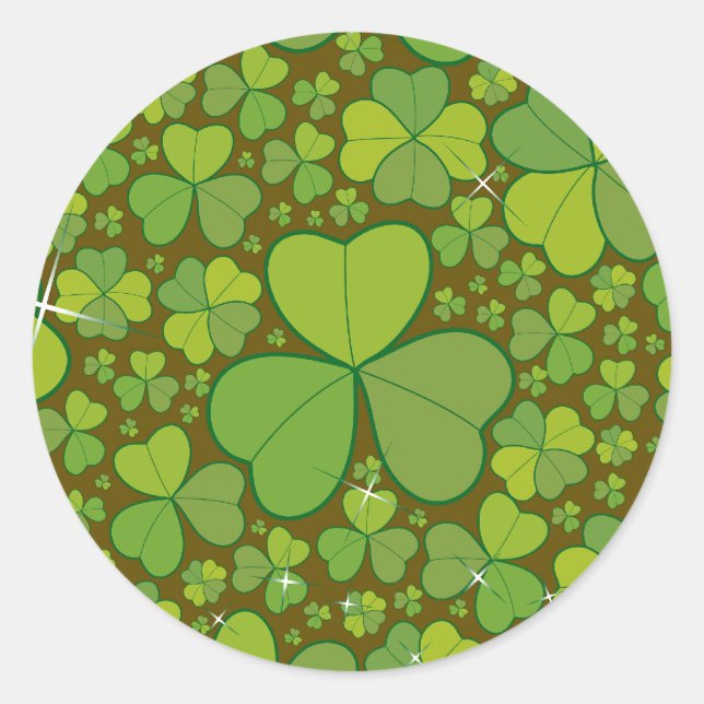 Adesivo Redondo Saint Patrick's Day Lucky Clovers Shamrock irlandê (Frente)