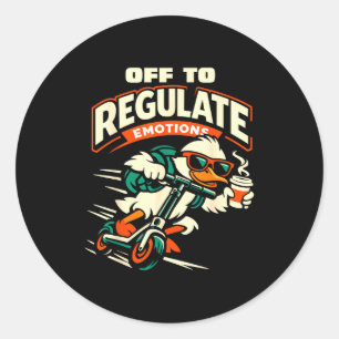 Adesivo Redondo Sair para regular emoções pateta de scooter engraç