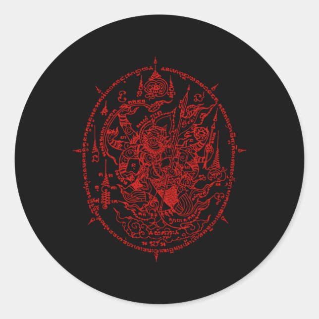 Adesivo Redondo Sak Yant Thailand Tatto Magical Thai Tattoos Taila (Frente)