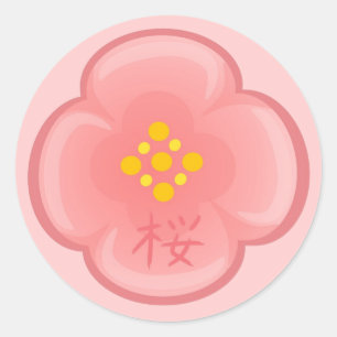 Adesivo Redondo Sakura Blossom Stickers