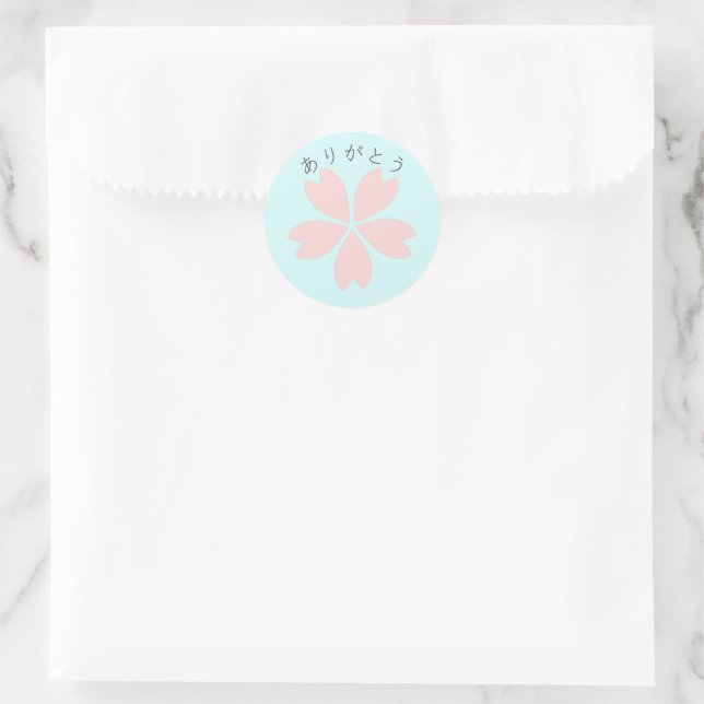 Adesivo Redondo Sakura Flor de Cerejeira - Obrigado (Bolsa)