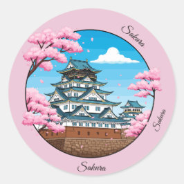 Adesivo Redondo Sakura Japanese Castle Sticker Pack