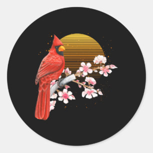 Adesivo Redondo Sakura Red Cardinho Birdwatch Cherry Blossom Bi