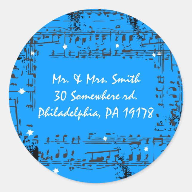 Adesivo Redondo Sal de Resposta do Sticker do Music Notes (Frente)
