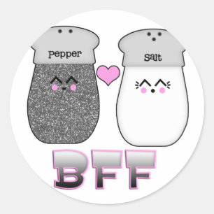 Adesivo Redondo Sal e Pimenta Kawaii BFF