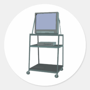 Adesivo Redondo Sala de aulas de TV e VCR 80 e 90 anos Engraçado E